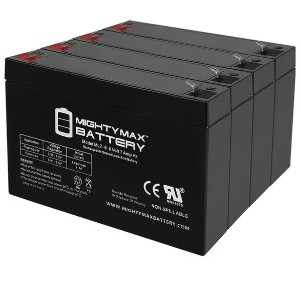6V 7Ah SLA Battery Replacement for SigmasTek SP6-7 - 4 Pack, Mighty Max Battery, Mfr#: ML7-6MP44160424